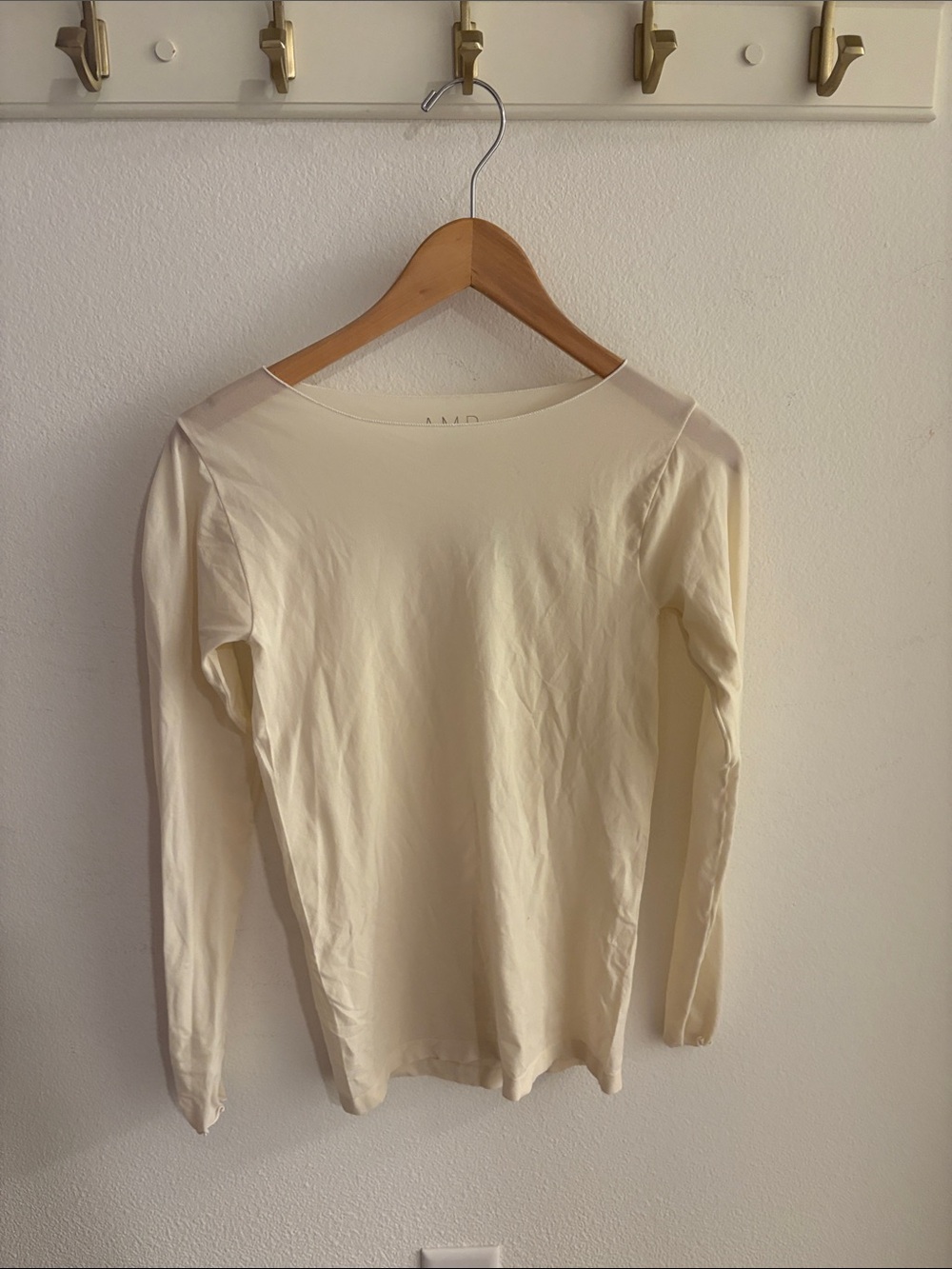 Nordstrom Cream Long Sleeve Boatneck Top